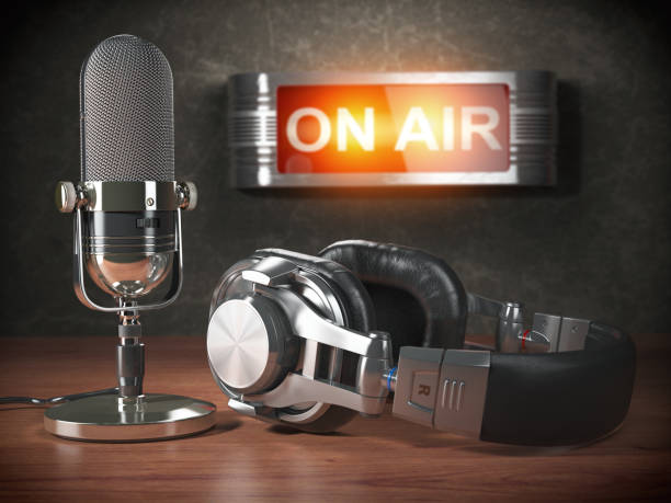Podcast vs Radio microphone and headphones